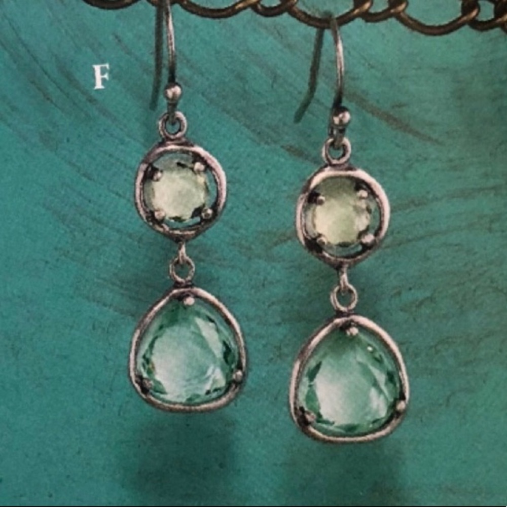 Rare Silpada Sterling Silver and Green Seafoam Glass Seychelles Earrings W2457
